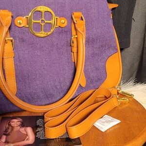 IMAN Purple and Tan Shoulder Bag